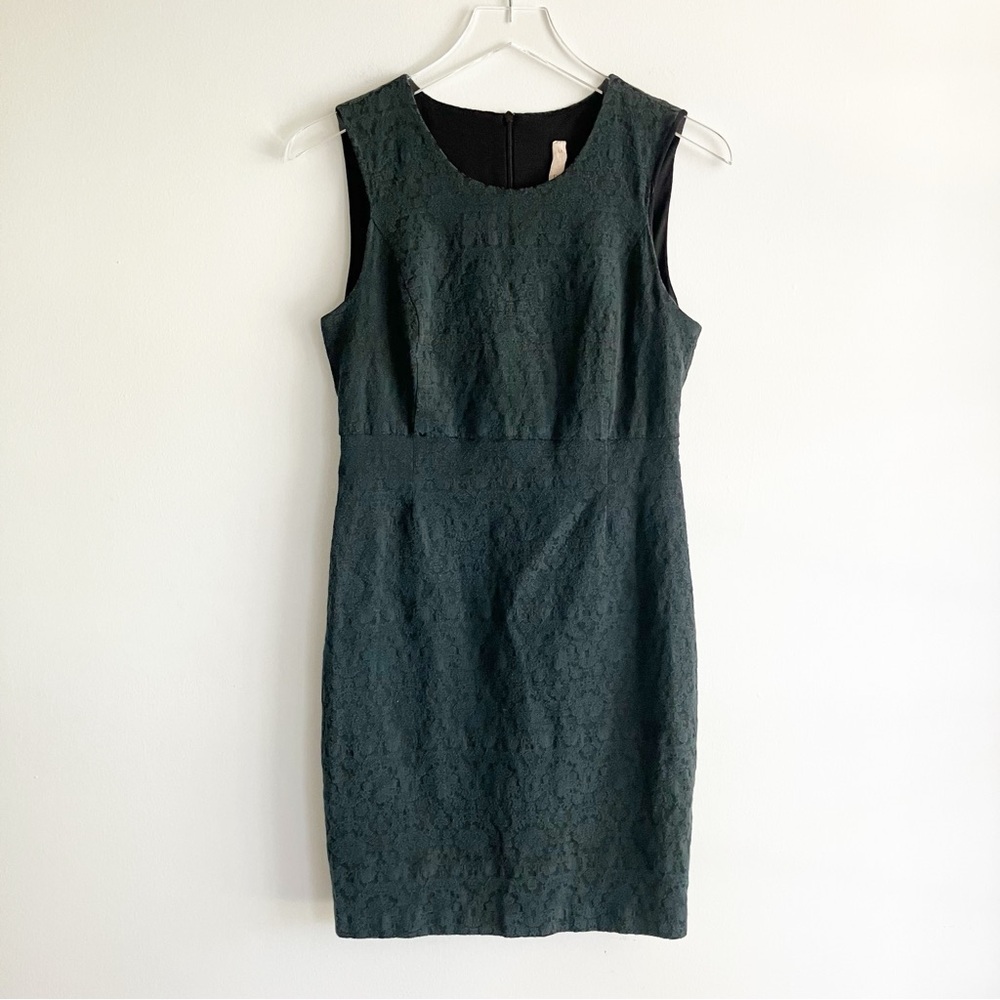 Bailey 44 Medium Dress Jacquard Sleeveless Sheath Dark Blue Stretch Classic